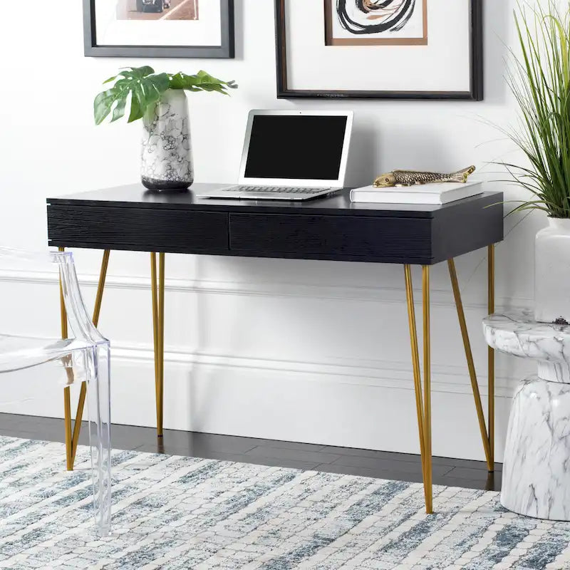 SAFAVIEH Ladonna Bureau 2 tiroirs en pin naturel