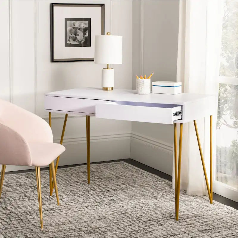 SAFAVIEH Ladonna Bureau 2 tiroirs en pin naturel
