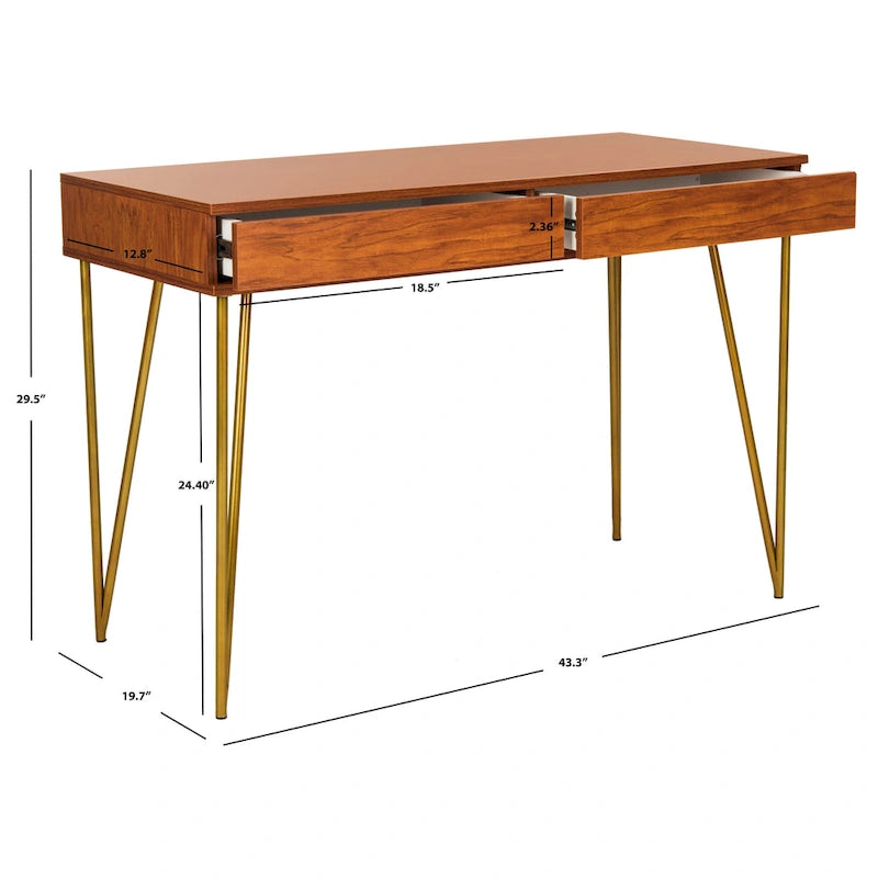 SAFAVIEH Ladonna Bureau 2 tiroirs en pin naturel