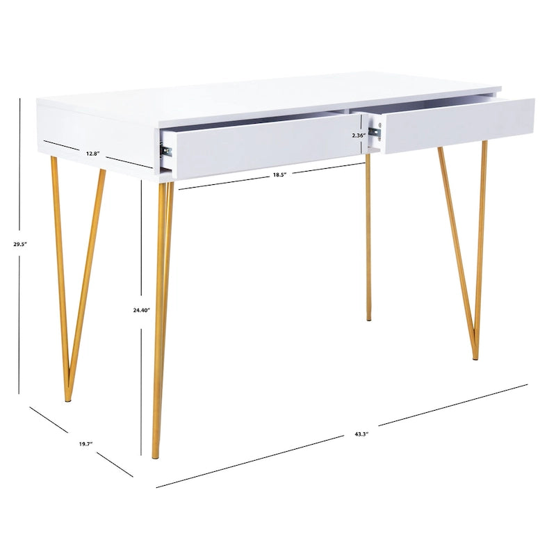 SAFAVIEH Ladonna Bureau 2 tiroirs en pin naturel