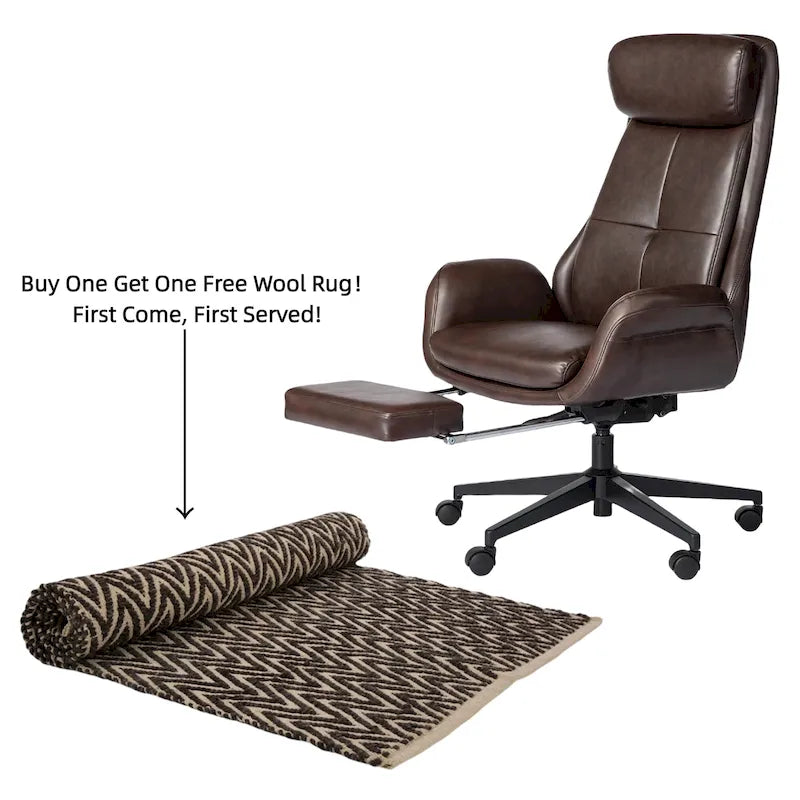 Fauteuil de bureau pivotant inclinable haut dossier Glitzhome avec repose-pieds et accoudoirs
