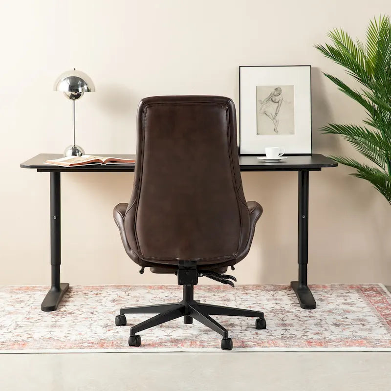 Fauteuil de bureau pivotant inclinable haut dossier Glitzhome avec repose-pieds et accoudoirs