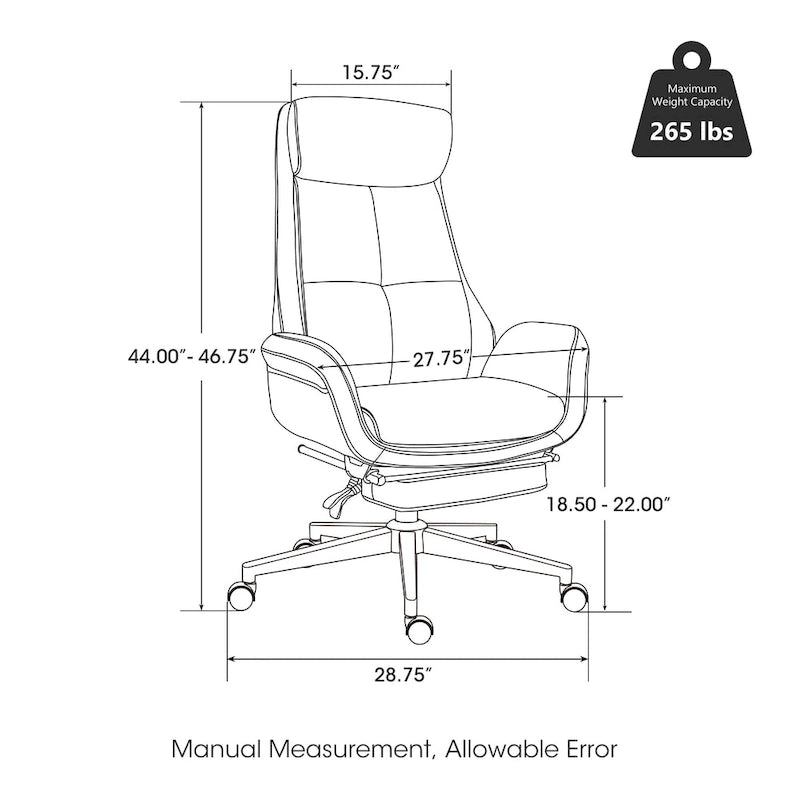 Fauteuil de bureau pivotant inclinable haut dossier Glitzhome avec repose-pieds et accoudoirs