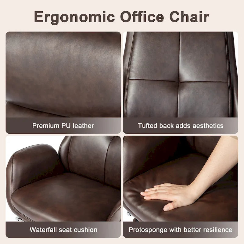 Fauteuil de bureau pivotant inclinable haut dossier Glitzhome avec repose-pieds et accoudoirs