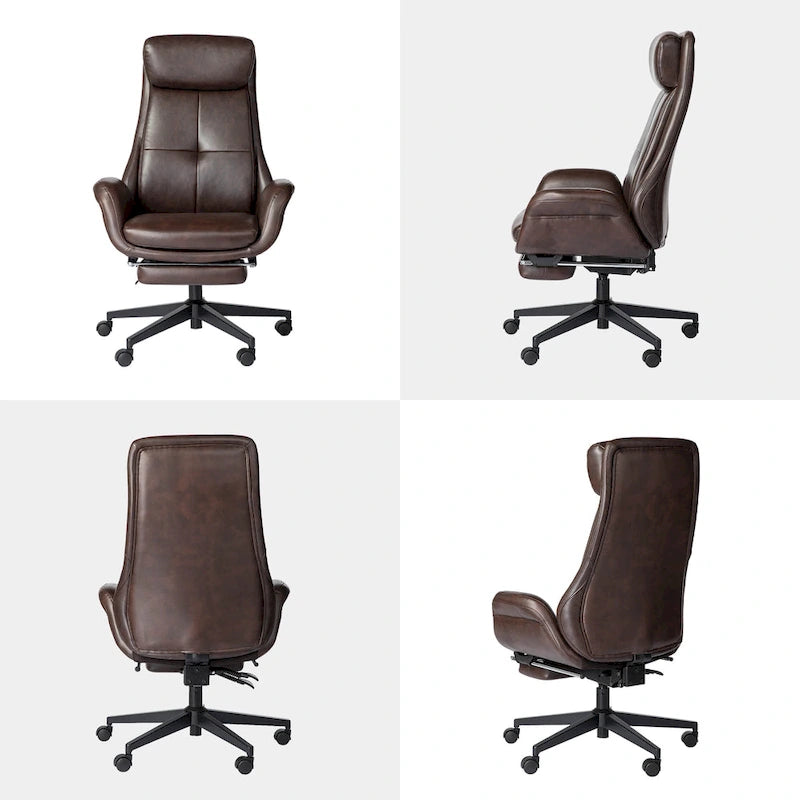 Fauteuil de bureau pivotant inclinable haut dossier Glitzhome avec repose-pieds et accoudoirs