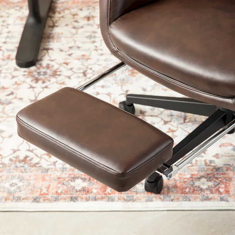 Fauteuil de bureau pivotant inclinable haut dossier Glitzhome avec repose-pieds et accoudoirs