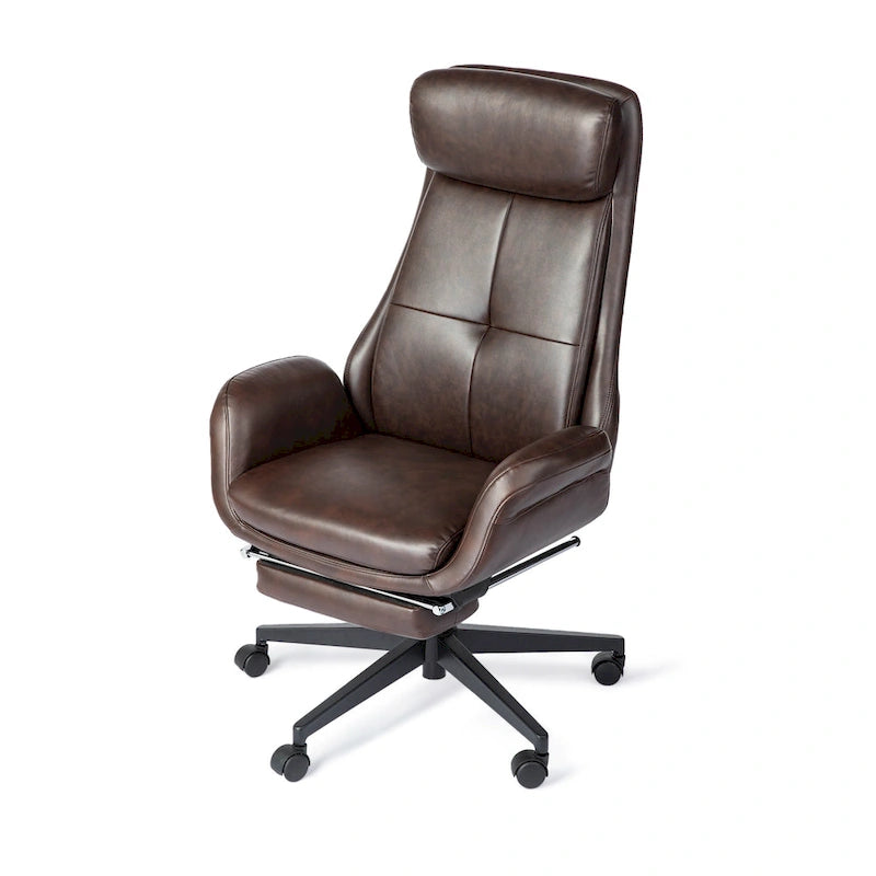 Fauteuil de bureau pivotant inclinable haut dossier Glitzhome avec repose-pieds et accoudoirs