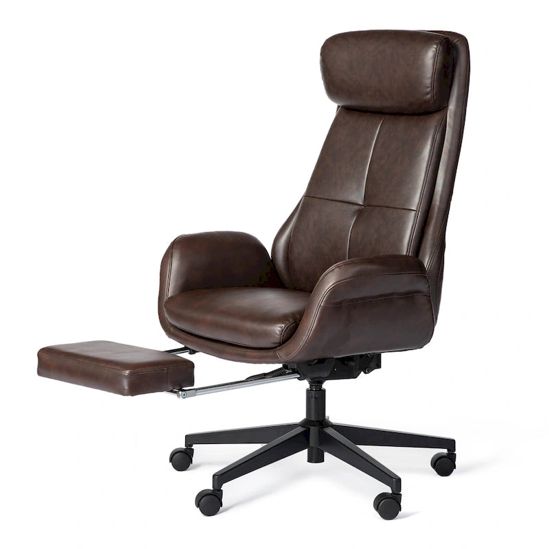 Fauteuil de bureau pivotant inclinable haut dossier Glitzhome avec repose-pieds et accoudoirs