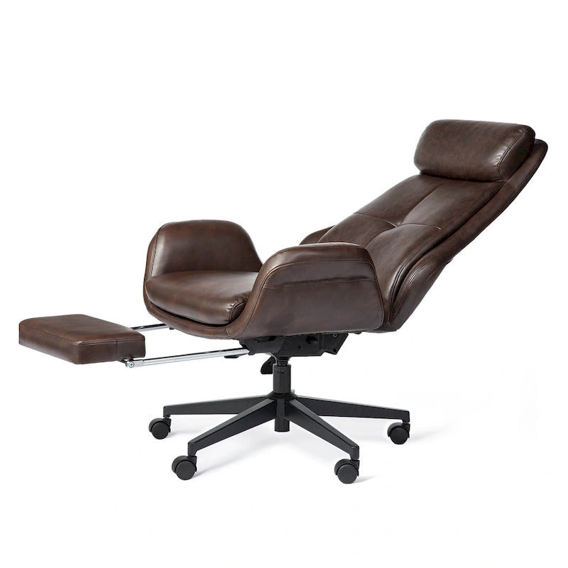 Fauteuil de bureau pivotant inclinable haut dossier Glitzhome avec repose-pieds et accoudoirs
