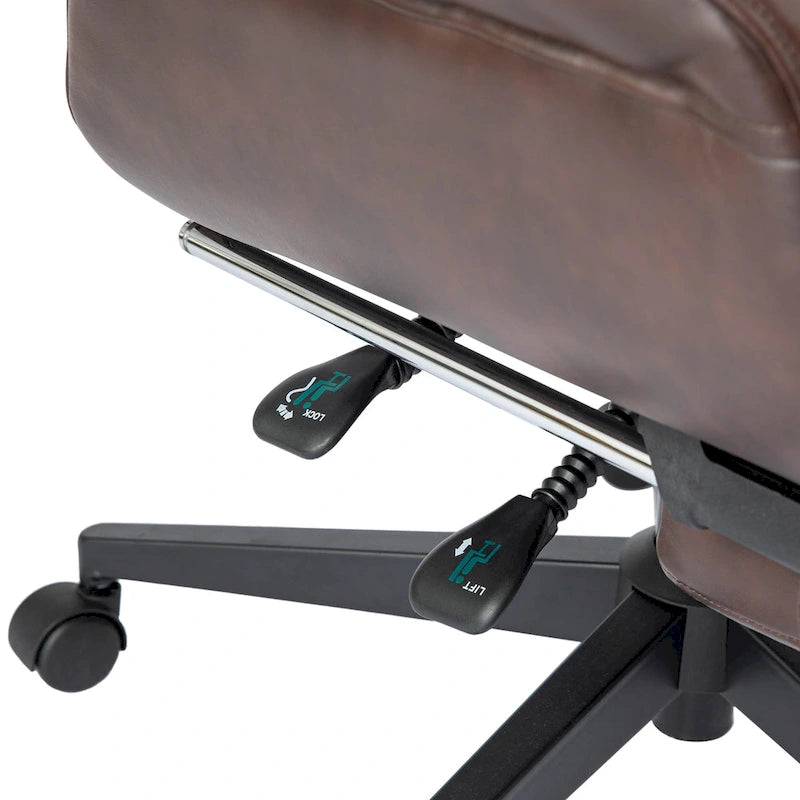 Fauteuil de bureau pivotant inclinable haut dossier Glitzhome avec repose-pieds et accoudoirs