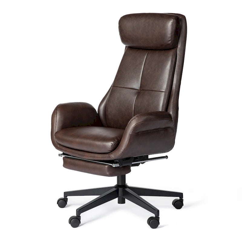 Fauteuil de bureau pivotant inclinable haut dossier Glitzhome avec repose-pieds et accoudoirs