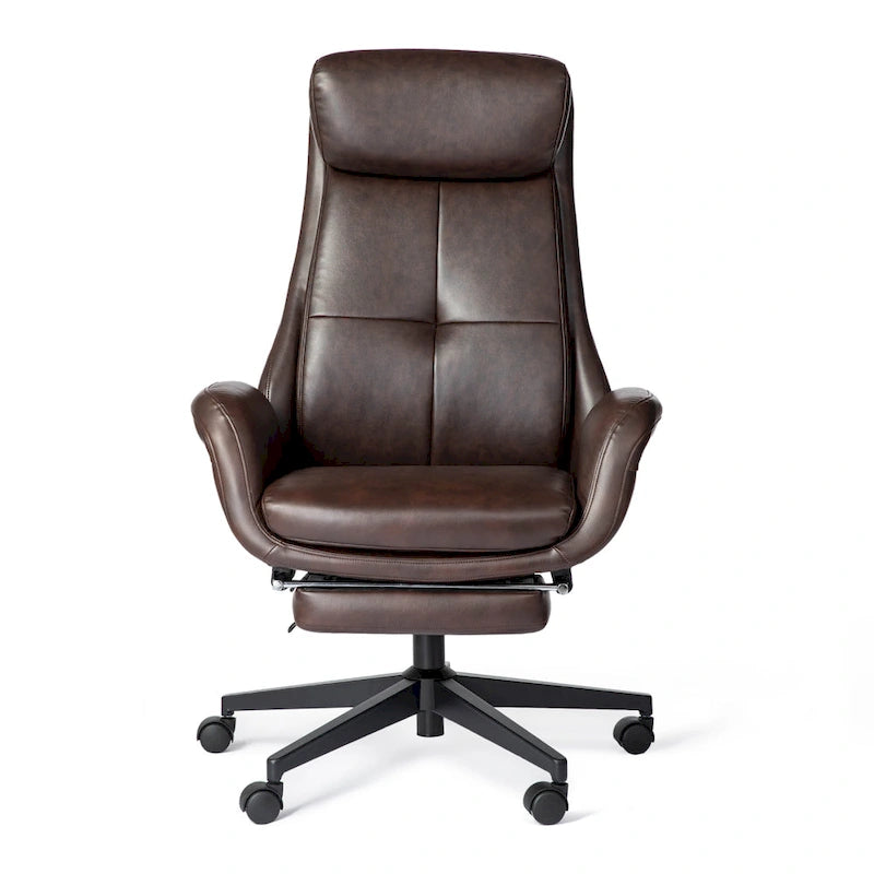 Fauteuil de bureau pivotant inclinable haut dossier Glitzhome avec repose-pieds et accoudoirs