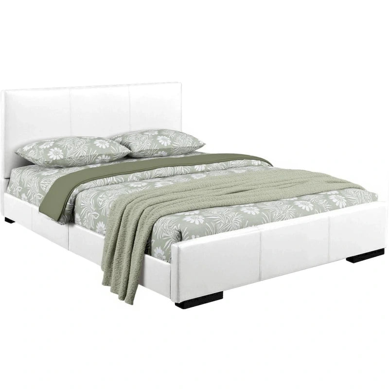 Cadre de lit king-size en similicuir blanc HomeRoots