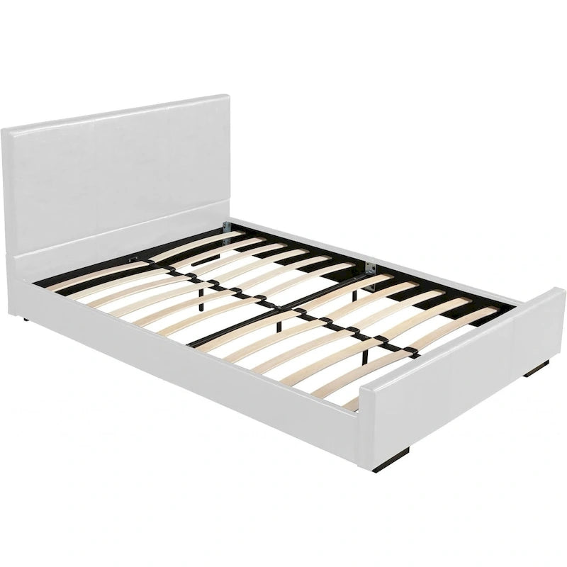 Cadre de lit king-size en similicuir blanc HomeRoots