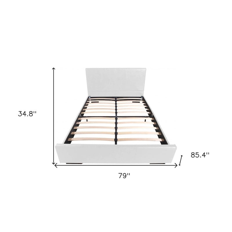 Cadre de lit king-size en similicuir blanc HomeRoots