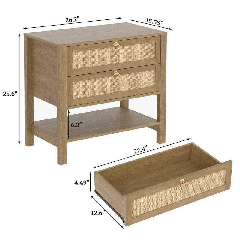 Deux tables de chevet bohèmes: Noir, Blanc, Cerise