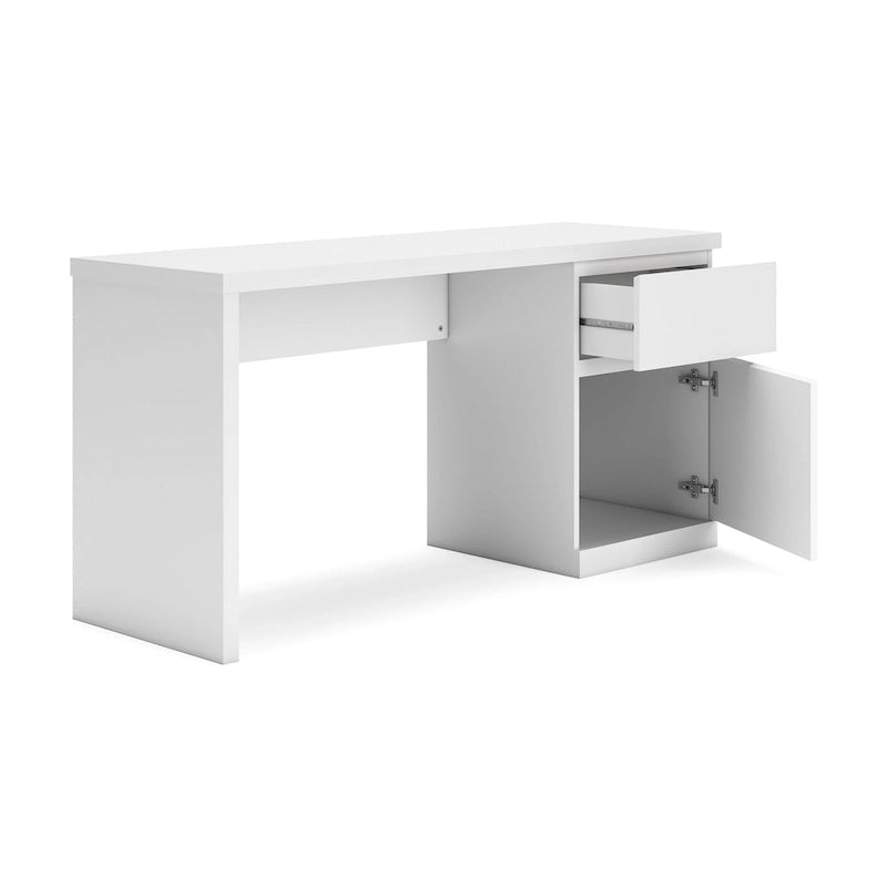 Bureau Onira, plateau rectangulaire de 152 cm avec tiroir, bois blanc
