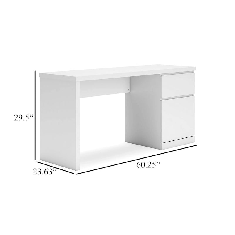 Bureau Onira, plateau rectangulaire de 152 cm avec tiroir, bois blanc