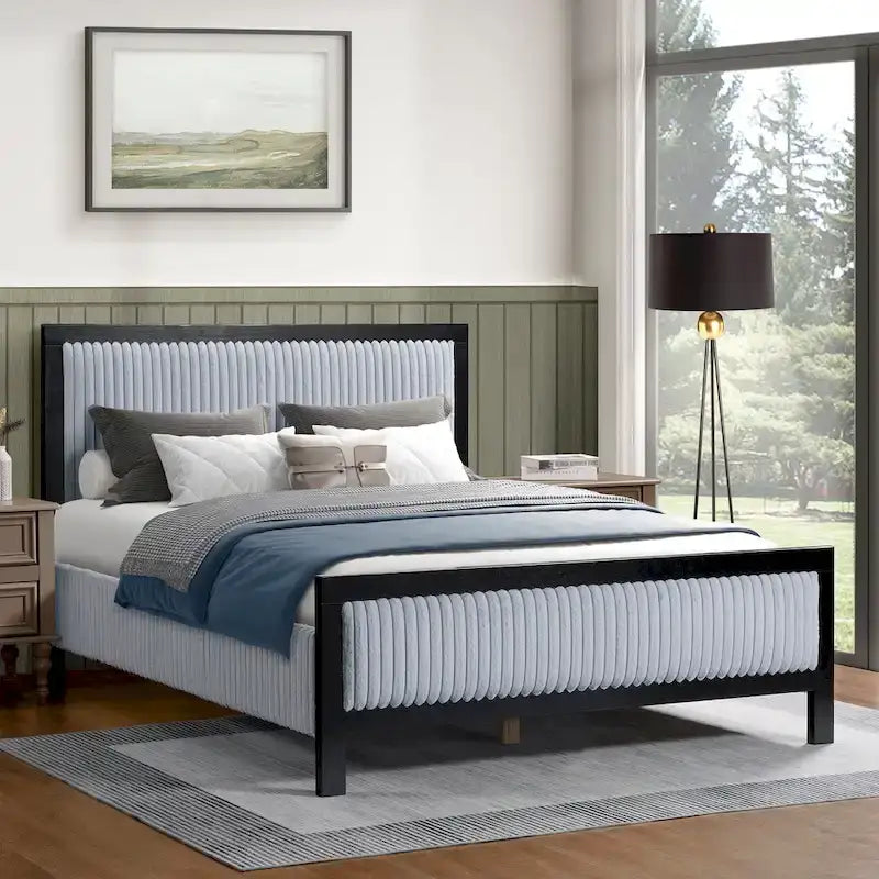 Christopher Knight Home Lit plateforme tapissier King/Queen avec tête de lit moelleuse