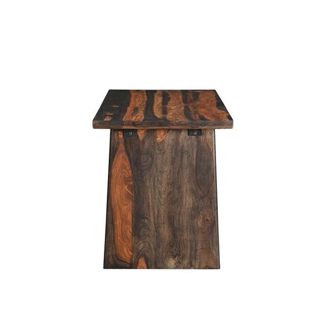 HomeRoots 54 Brun Live Edge Bureau en bois massif avec trois tiroirs