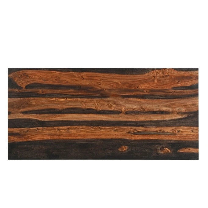 HomeRoots 54 Brun Live Edge Bureau en bois massif avec trois tiroirs