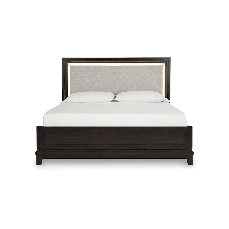 Lit capitonné Neymorton gris/brun foncé Signature Design by Ashley