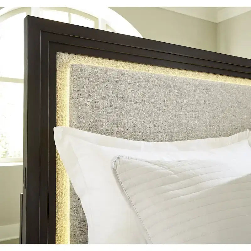 Lit capitonné Neymorton gris/brun foncé Signature Design by Ashley