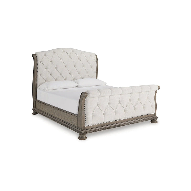 Lit traîneau rembourré Signature Design by Ashley Ardenfield marron clair/beige