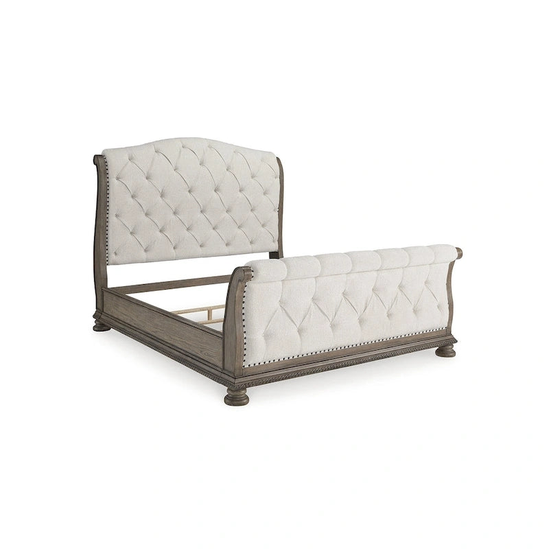 Lit traîneau rembourré Signature Design by Ashley Ardenfield marron clair/beige
