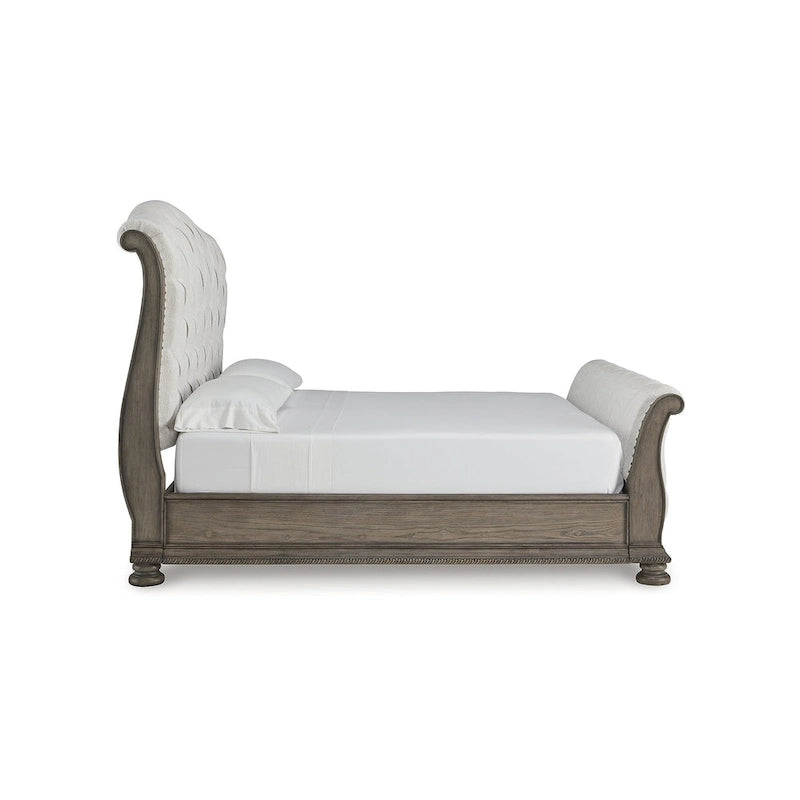 Lit traîneau rembourré Signature Design by Ashley Ardenfield marron clair/beige