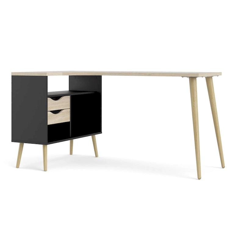 Bureau d'angle 2 tiroirs 3 étagères Carson Carrington Kristiansund