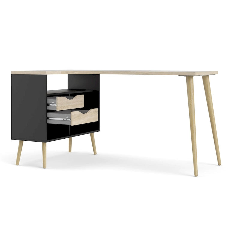 Bureau d'angle 2 tiroirs 3 étagères Carson Carrington Kristiansund