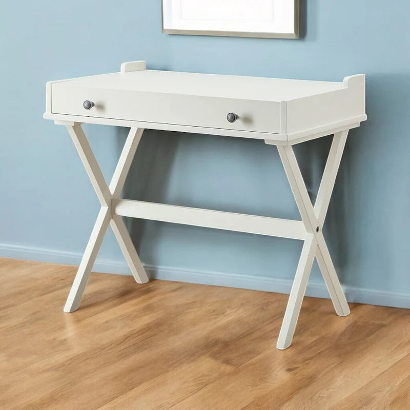 HomeRoots 34 Table de travail à plateau rabattable en bois blanc vieilli