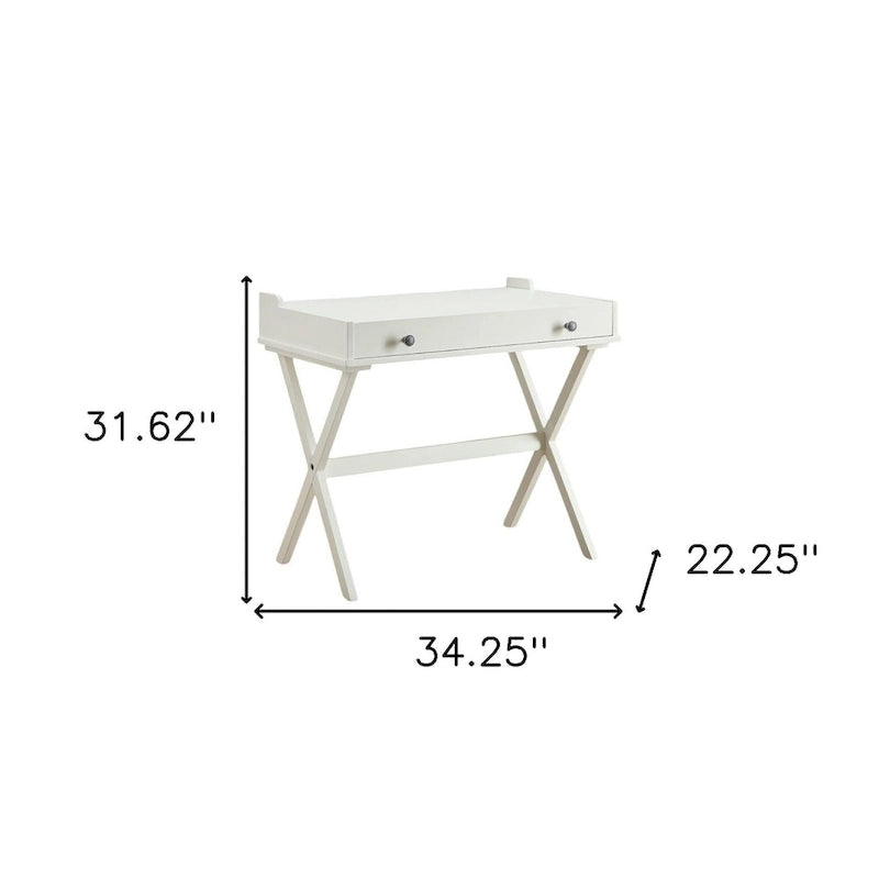HomeRoots 34 Table de travail à plateau rabattable en bois blanc vieilli