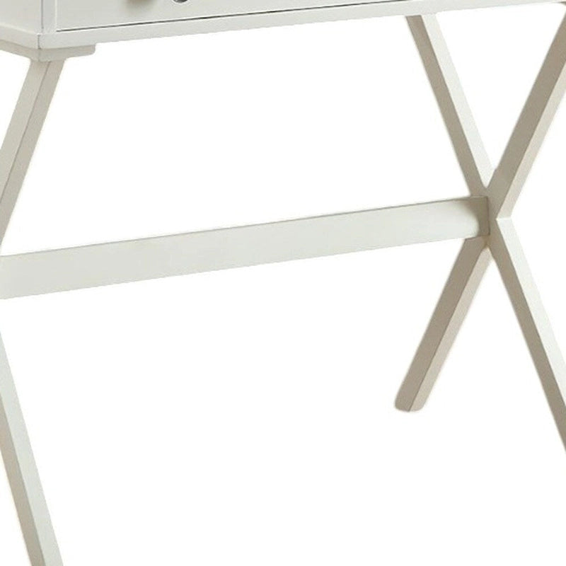 HomeRoots 34 Table de travail à plateau rabattable en bois blanc vieilli