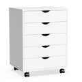 Meuble Classeur Mobile à 5 Tiroirs, Commode de Rangement Verticale en Bois avec 4 Roulettes, Organiseur Mobile Sous Bureau