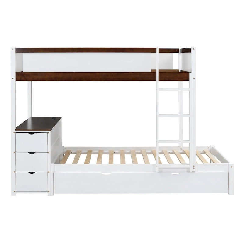 Lit superposé jumeau sur jumeau avec cadre de lit gigogne taille jumeau et rangements, lit de rangement avec bureau, peu encombrant pour enfants, adolescents et adultes