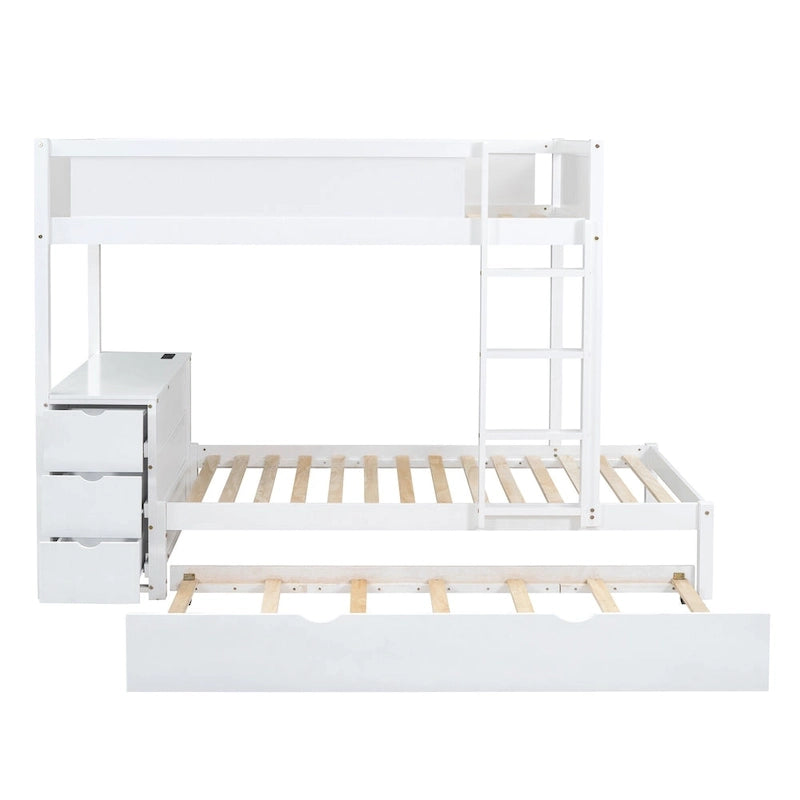 Lit superposé jumeau sur jumeau avec cadre de lit gigogne taille jumeau et rangements, lit de rangement avec bureau, peu encombrant pour enfants, adolescents et adultes
