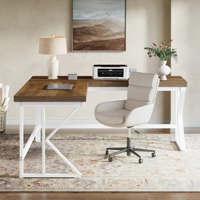 Bureau d'ordinateur en forme de L, bureau d'angle industriel pour la maison