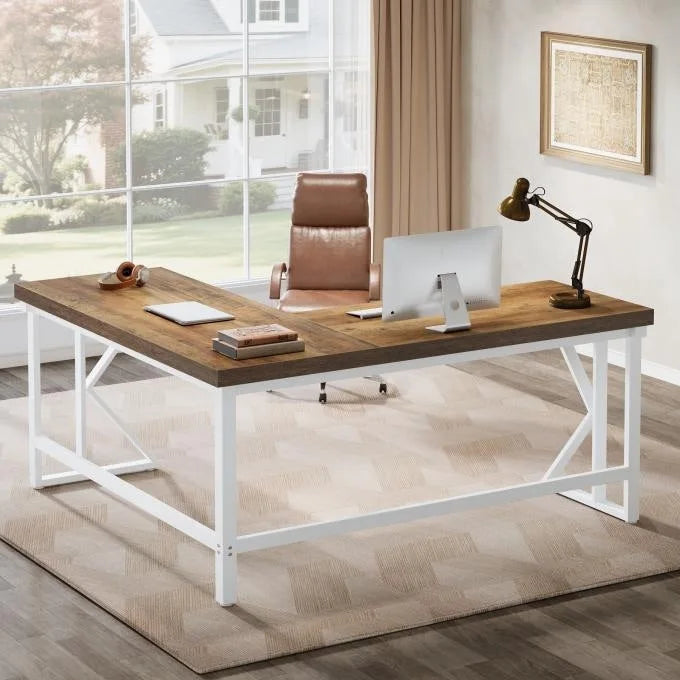 Bureau d'ordinateur en forme de L, bureau d'angle industriel pour la maison