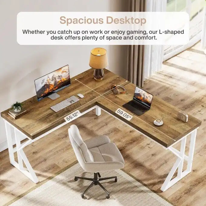 Bureau d'ordinateur en forme de L, bureau d'angle industriel pour la maison