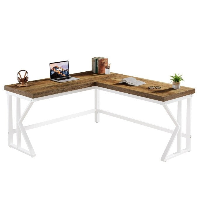 Bureau d'ordinateur en forme de L, bureau d'angle industriel pour la maison