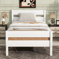 Lit jumeau avec tête et pied de lit, blanc, design compact avec rangement
