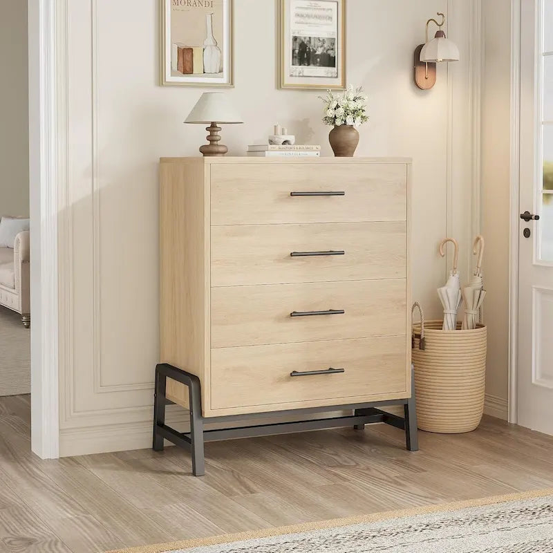 Commode autonome de 38,6 po de haut à 4 tiroirs avec rangement