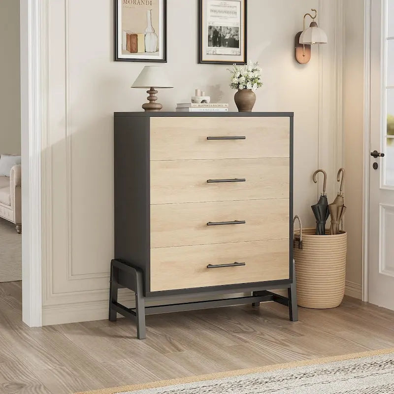 Commode autonome de 38,6 po de haut à 4 tiroirs avec rangement