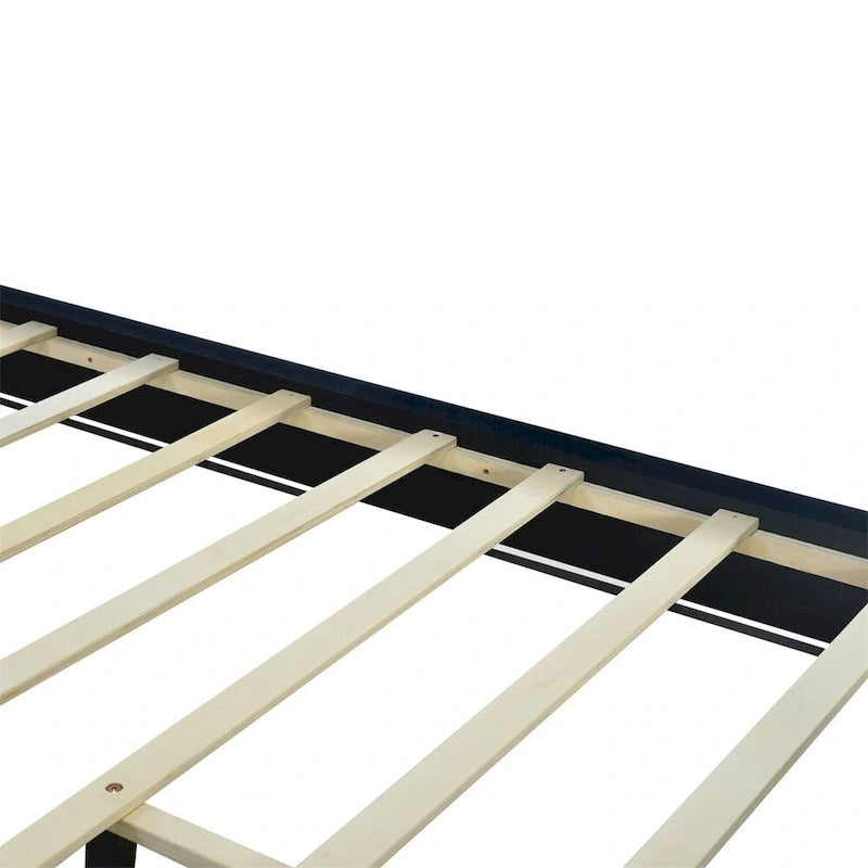 Lit plateforme capitonné Queen Size avec tête de lit capitonnée à points de traction