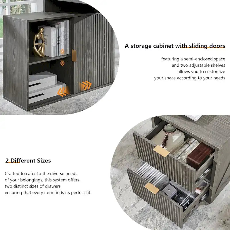 Bureau d'angle moderne en L de 67 pouces, bureau d'ordinateur de maison en bois avec station de charge