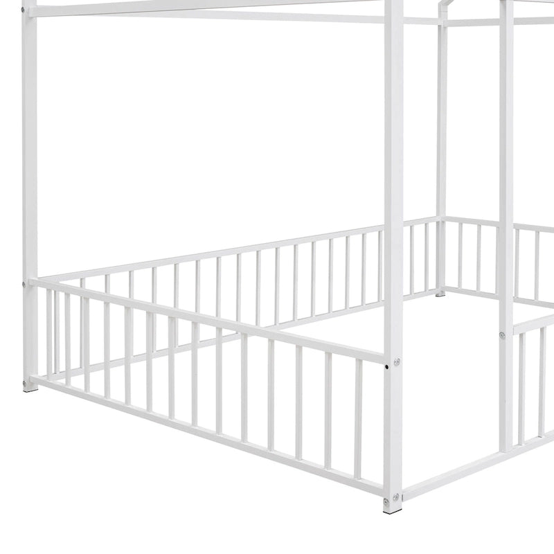 Cadre de lit en métal pleine grandeur avec clôture, pour enfants, adolescents, filles et garçons
