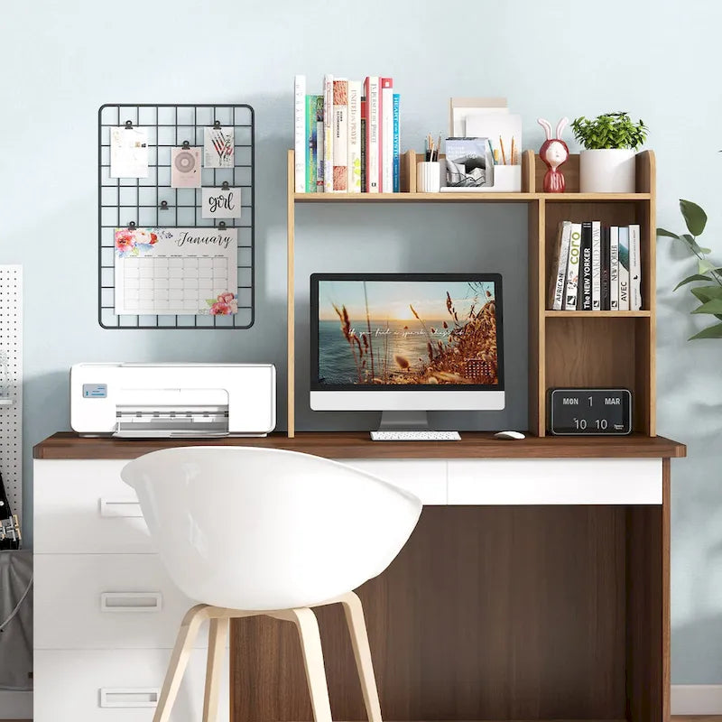 Costway Étagère de bureau Bibliothèque Organisateur de rangement de bureau Présentoir