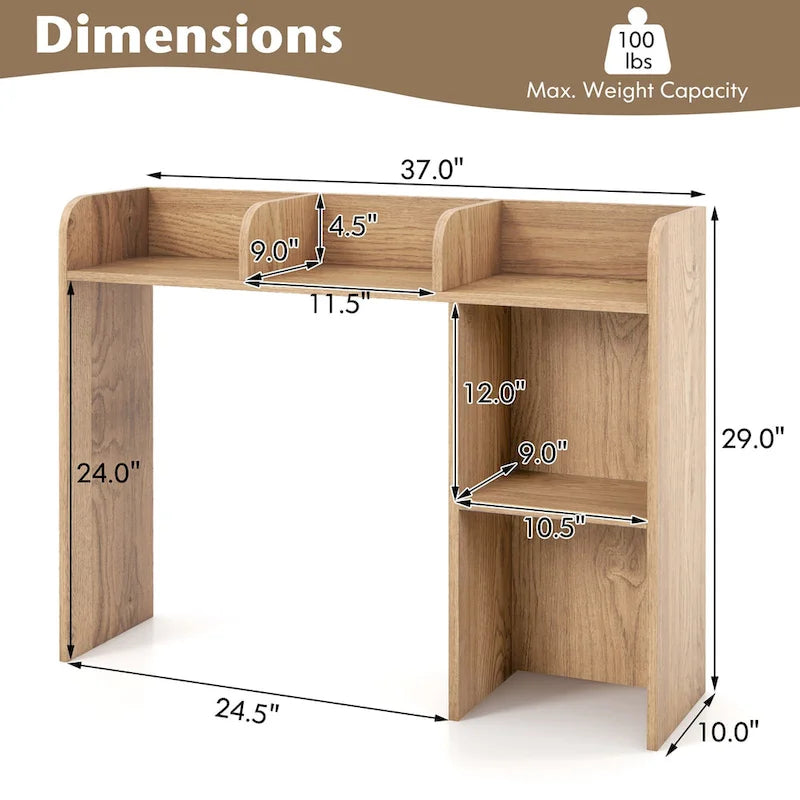 Costway Étagère de bureau Bibliothèque Organisateur de rangement de bureau Présentoir
